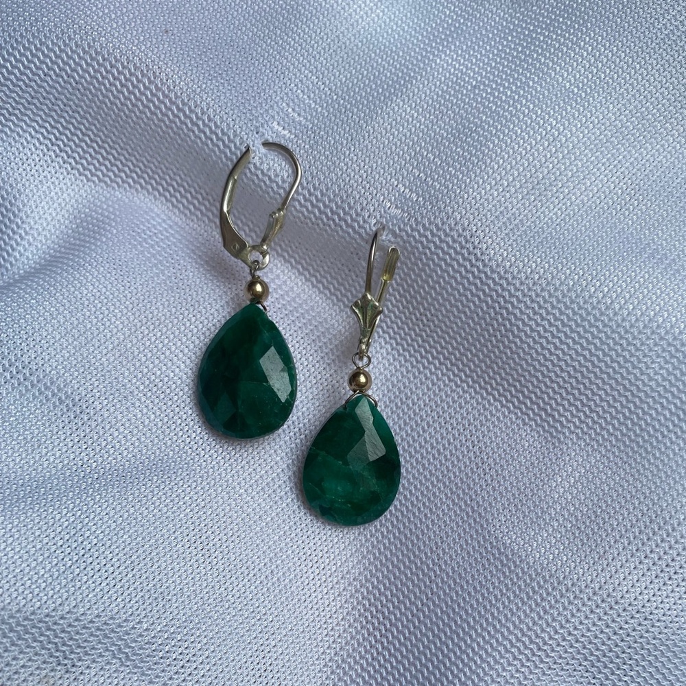 Emerald Leverback Earrings